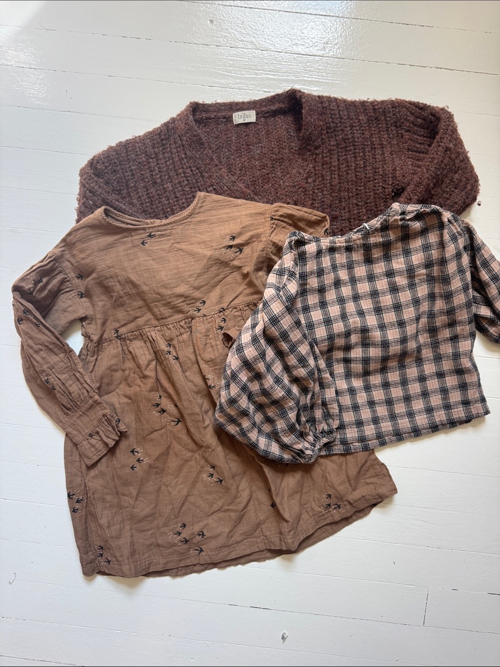 Buho Dress & Cardigan, + Plaid Blouse
